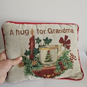 Christmas Tapestry Throw pillow grandma's gift Woven Holiday cushion